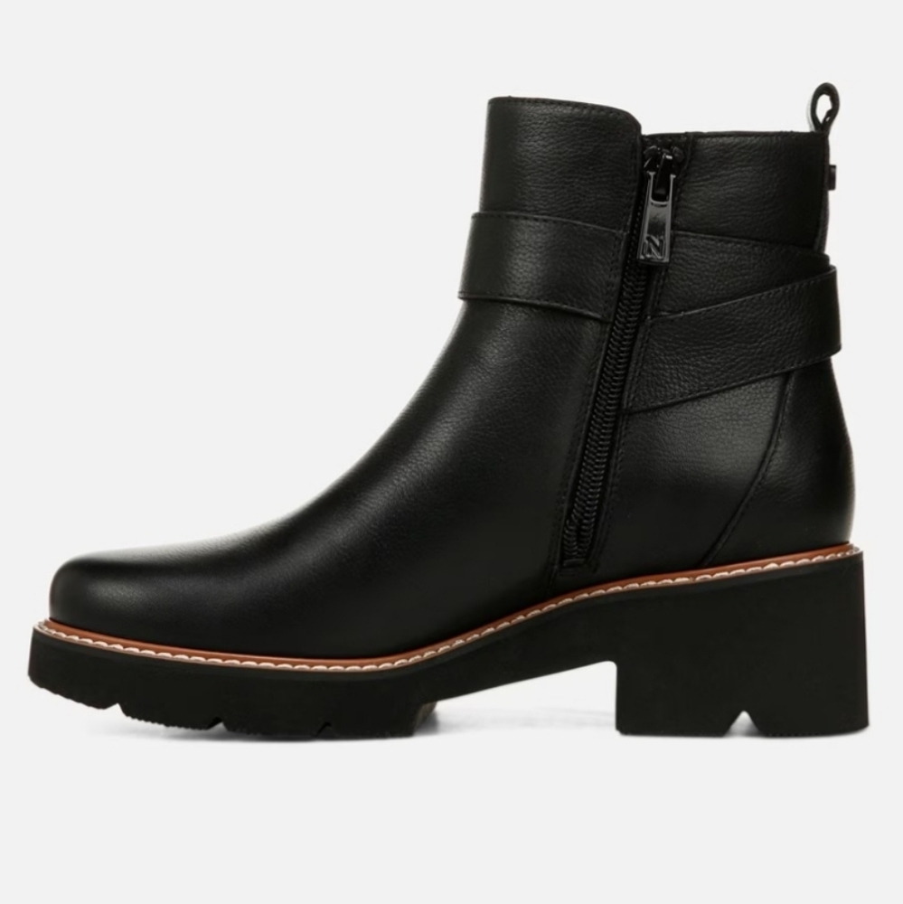 Naturalizer Darry Strap Bootie Black with brown trimming. Size 8